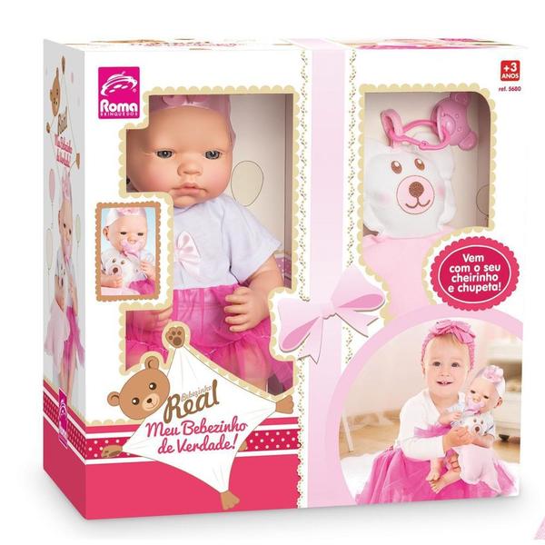 Boneca Meu Bebezinho Real- 5680-Roma Brinquedos