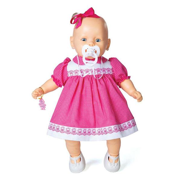 Boneca Nenezinho Branco Vestido Rosa 44 Cm - Estrela