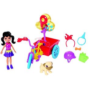 Boneca Polly Pocket e Acessórios - Aventura Pet - Polly e Bicicleta