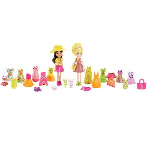 Boneca Polly Pocket Mattel 2 Bonecas e Roupinhas Férias Tropicais