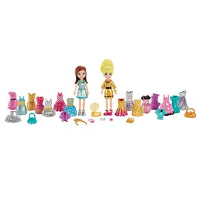 Boneca Polly Pocket Mattel 2 Bonecas e Roupinhas Festa Brilhante