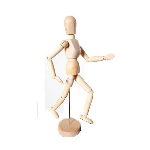 Boneco Articulado Manequim Madeira 15 Cm - Desenho Modelagem