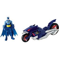Boneco Batman com Veículo Batmoto Mattel
