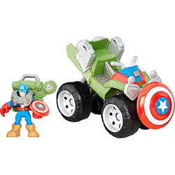 Boneco com Veículo Super Hero Adventures Capitão América - Hasbro