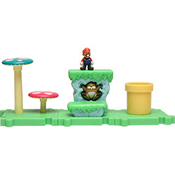 Boneco Micro Land Super Mario Acorn Plains e Mario com Ilha - DTC