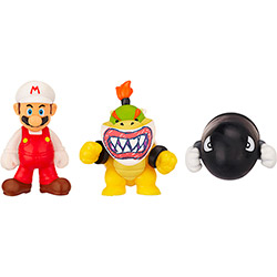 Boneco Micro Land Super Mario Fire Mario/Bowser Jr./Bullet - DTC