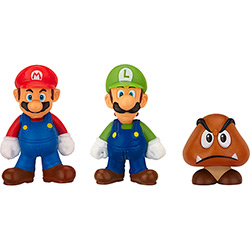 Boneco Micro Land Super Mario Luigi/Mario/Goomba - DTC