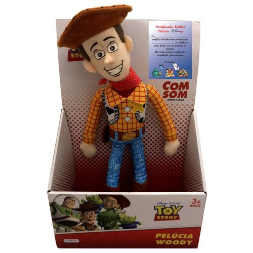 Boneco Pelúcia Cowboy Woody Fala Emite Sons Toy Story Disney