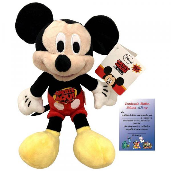 Boneco Pelúcia P Disney Mickey Mouse com Som Fala - Multikids