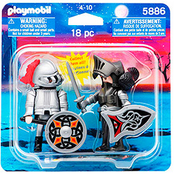 Boneco PlayMobill - Especiais 4 - Soldados C/ Escudo Vermelho/Laranja - Sunny