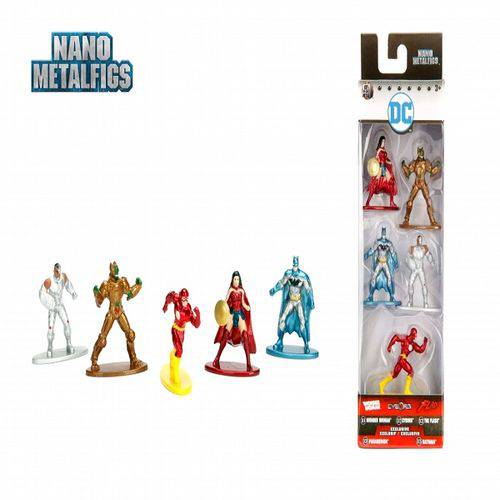 Bonecos Metal Nano Dc Comics Liga da Justiça Pack com 5 Jada - Dtc