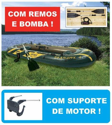 Bote Inflável Intex Seahawk 4 68351 + SUPORTE DE MOTOR