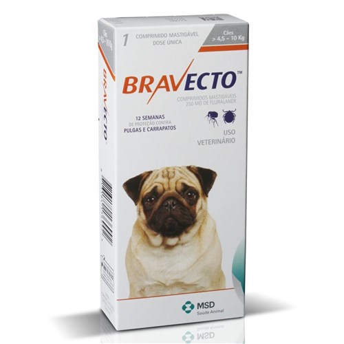 Bravecto - Antipulgas e Carrapatos para Cães de 4,5Kg a 10 Kg - Msd