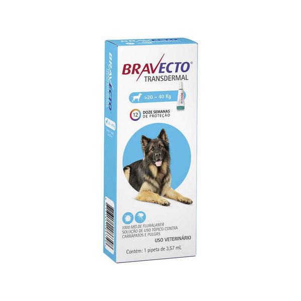 Bravecto Antipulgas e Carrapatos Transdermal para Cães de 20 a 40kg 1000mg - Msd