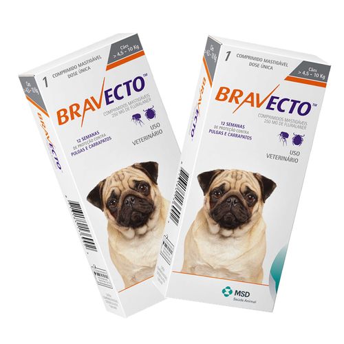 2 Bravecto Comprimido para Cães de 4,5 a 10kg - MSD 4,5 - 10 Kg
