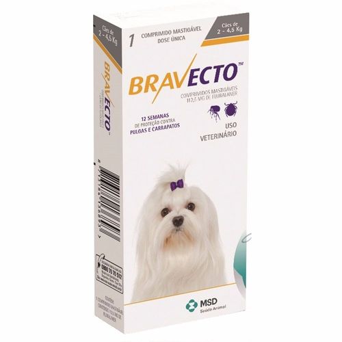 Bravecto Comprimido para Cães de 2 a 4,5kg - MSD 2 - 4,5 Kg