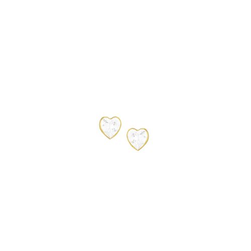 Brinco Infantil em Ouro 18K Coração com Zircônia - AU4072