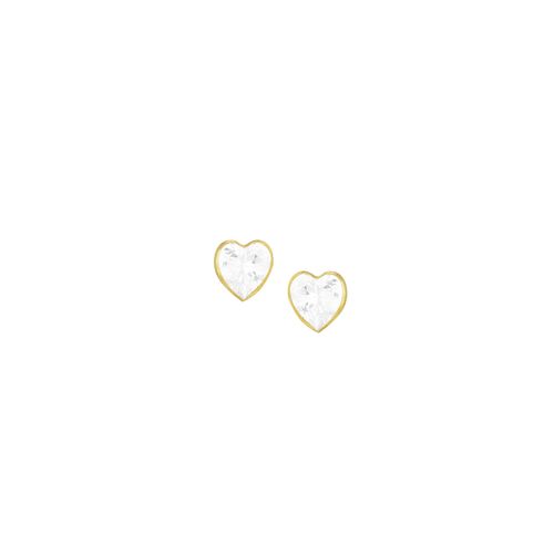Brinco Infantil em Ouro 18K Coração com Zircônia - AU3680