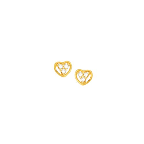 Brinco Infantil em Ouro 18K Coração com Zircônias - AU4612