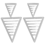 Brinco prata com 2 triângulos vazados
