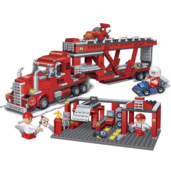 Brinquedo Corrida Caminhão Manutenção Vermelho 660 Peças 8761 - Banbao - Banbao