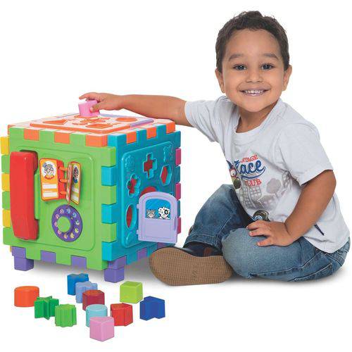 Brinquedo Educativo Cubo Didatico Grande 2 em 1 Merco Toys