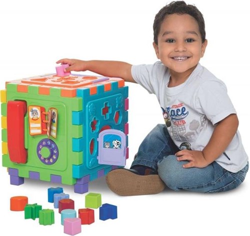 Brinquedo Educativo Cubo Didatico Grande 2 em 1 Merco TOYS