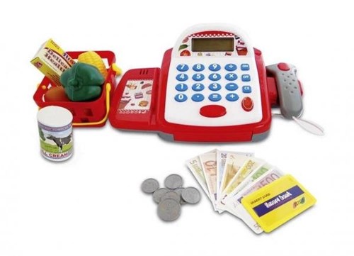 Brinquedo Infantil Mini Caixa Registradora Eletrônica com Som e Acessórios - Kx
