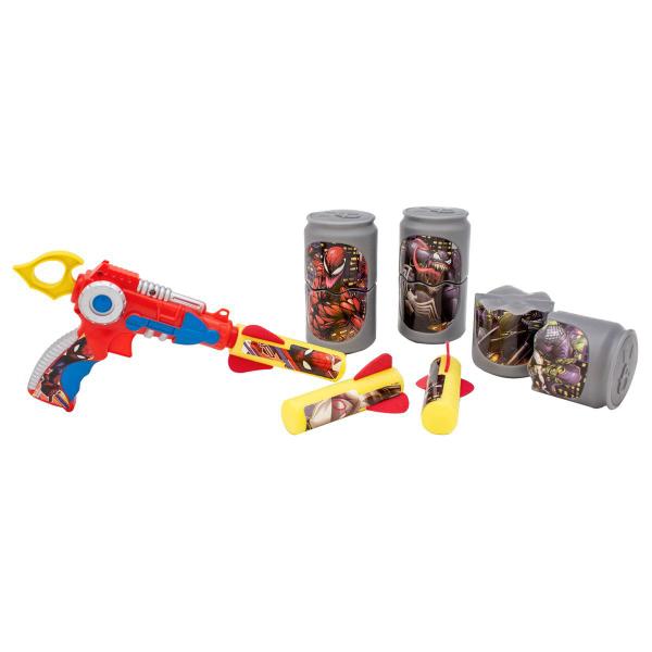 Brinquedo Lança Foguete com Latinhas Toyng Homem Aranha Vermelho