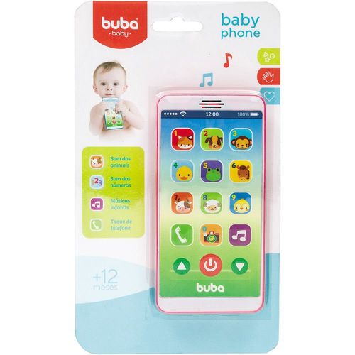 Brinquedo Musical para Bebê Baby Phone Telefone Interativo (2m+) Rosa - Buba