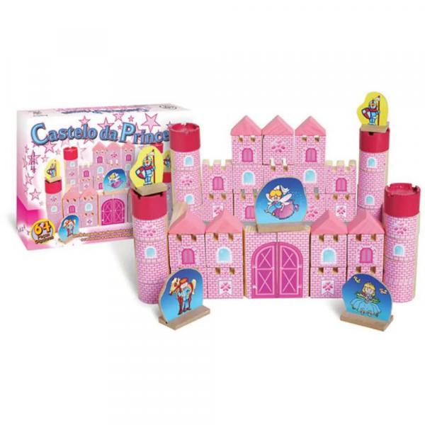 Brinquedo para Montar Castelo Princesa Madeira 64Pc Brinc. de Crianca - Brincadeira de Crianca