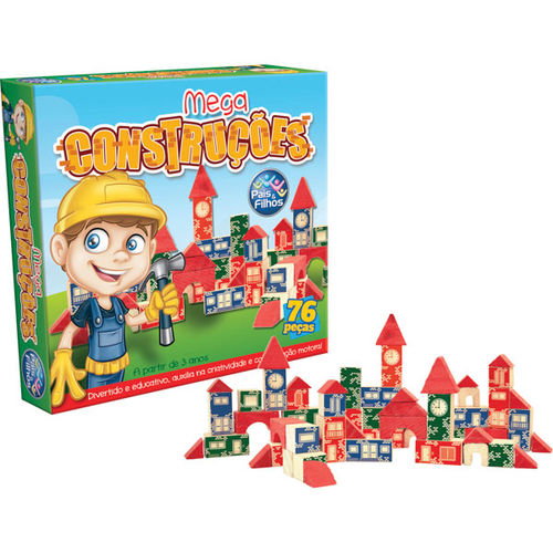 Brinquedo para Montar Mega Construcoes 76 Pecas Pais e Filhos