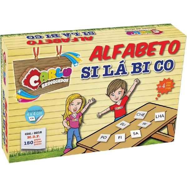 Brinquedo Pedagógico Alfabeto Silábico em Madeira 150 Peças - Carlu