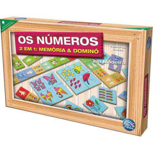 Brinquedo Pedagogico (em Madeira) os Numeros Domino e Memoria