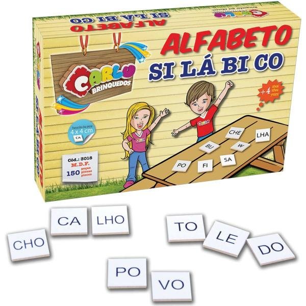 Brinquedo Pedagogico Madeira Alfabeto Silabico 150 Pecas - Carlu