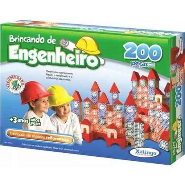 Brinquedo Pedagógico Madeira Brincando Engenheiro 200 Peças