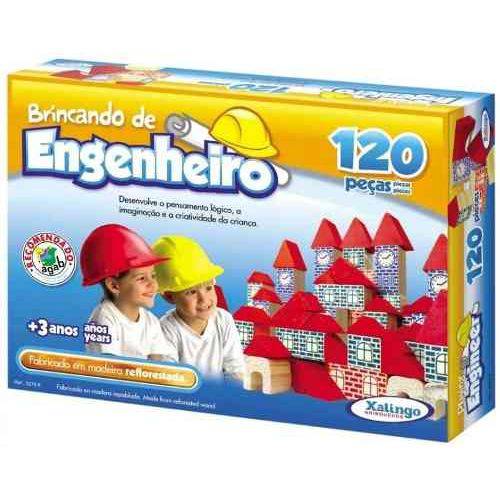 Brinquedo Pedagógico Madeira Brincando Engenheiro 120 Peças