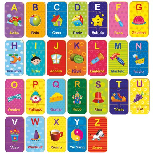 Brinquedo Pedagogico Madeira Letras do a ao Z 78 Pecas Brinc. de Crianca