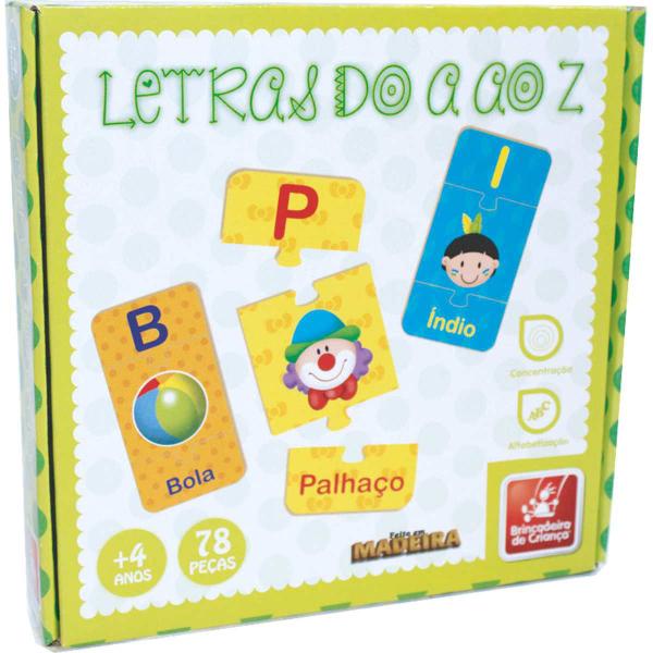 Brinquedo Pedagogico Madeira Letras do a AO Z 78 Pecas - Brinc.Decrianca