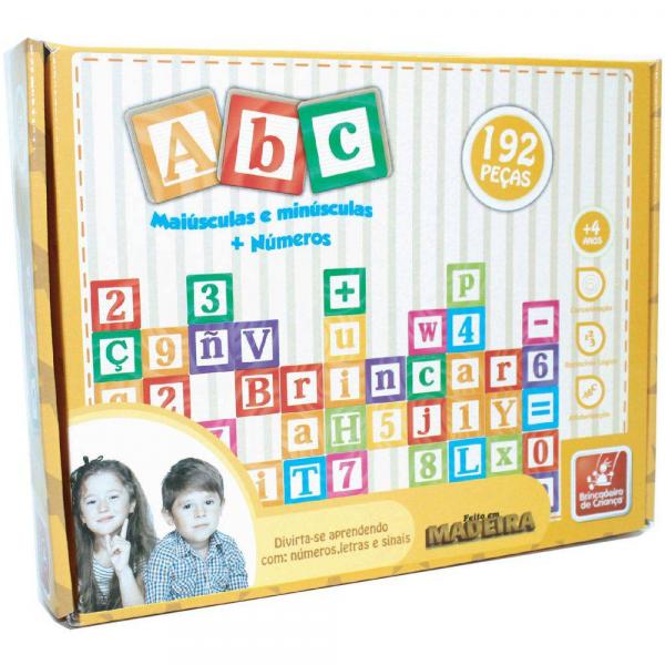 Brinquedo Pedagógico Madeira Letras/Numeros/Sinais 192 Peca Brincadeira de Criança