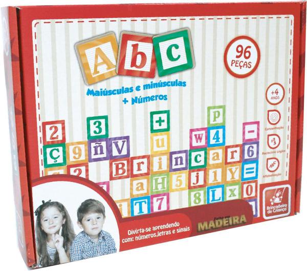 Brinquedo Pedagógico Madeira Letras/números/sinais 96 Pc - Brincadeira de Criança
