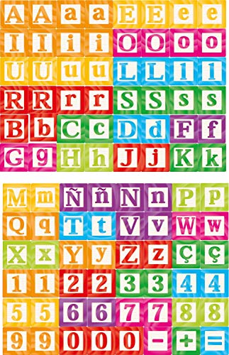 Brinquedo Pedagógico Madeira Letras/Números/Sinais 96 Peças Brincadeira de Criança