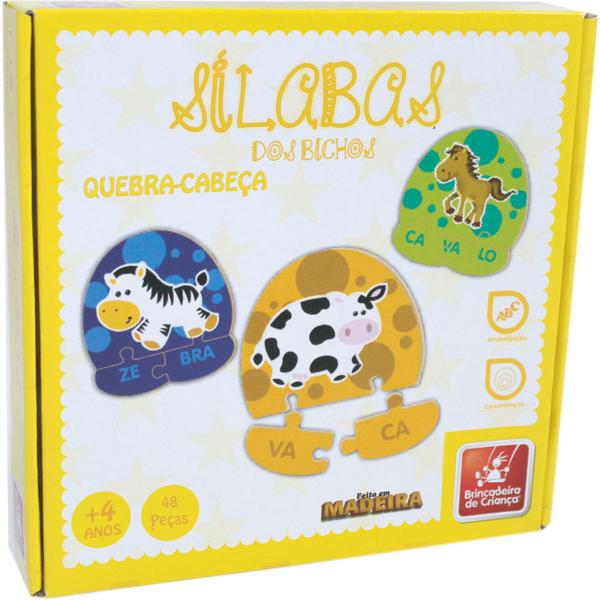 Brinquedo Pedagogico Madeira Silabas 48 Pecas - Comprasjau