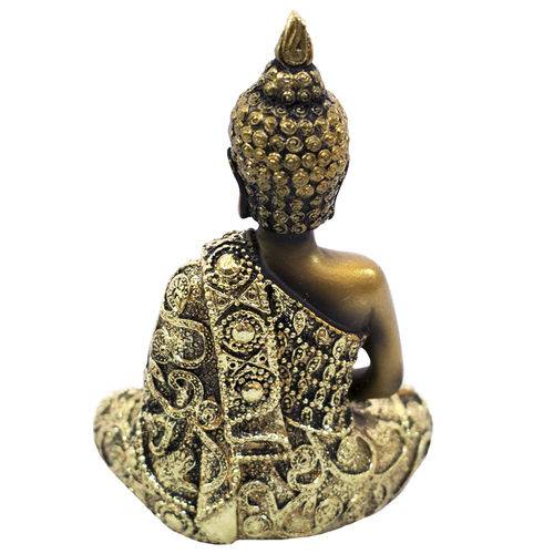 Buda Dourado em Posição Dhyana Mudra 13cm