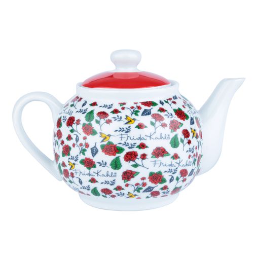 Bule de Chá em Cerâmica Branco e Vermelho Frida Kahlo Urban