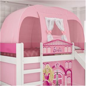 Cabana Superior para Camas Infantis Play - Rosa com Cortina Branca - Pura Magia - Rosa Claro