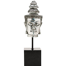 Cabeça de Buddha Decorativo Resina Prata - BTC