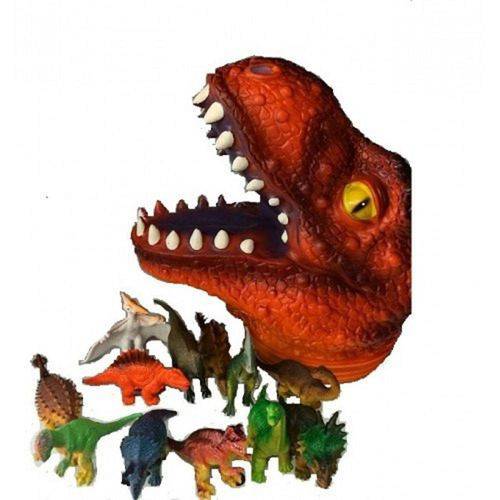 Cabeça Flex com Miniaturas - Dinossauro T-Rex (Laranja) - Dtc