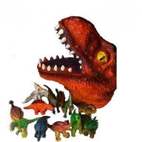 Cabeça Flex com Miniaturas - Dinossauro T-Rex (laranja) - Dtc