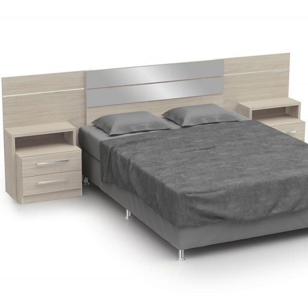 Cabeceira para Box de Casal com Criado Mudo B290-AM 2V Amêndoa - Kappesberg - Kappesberg